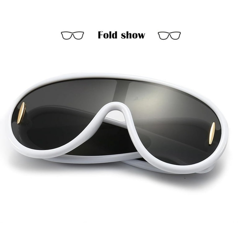 White Acetate Luxury Y2K Cyberpunk Sunglasses - Oversized Leowe Sun Protection - Picture 1 of 3